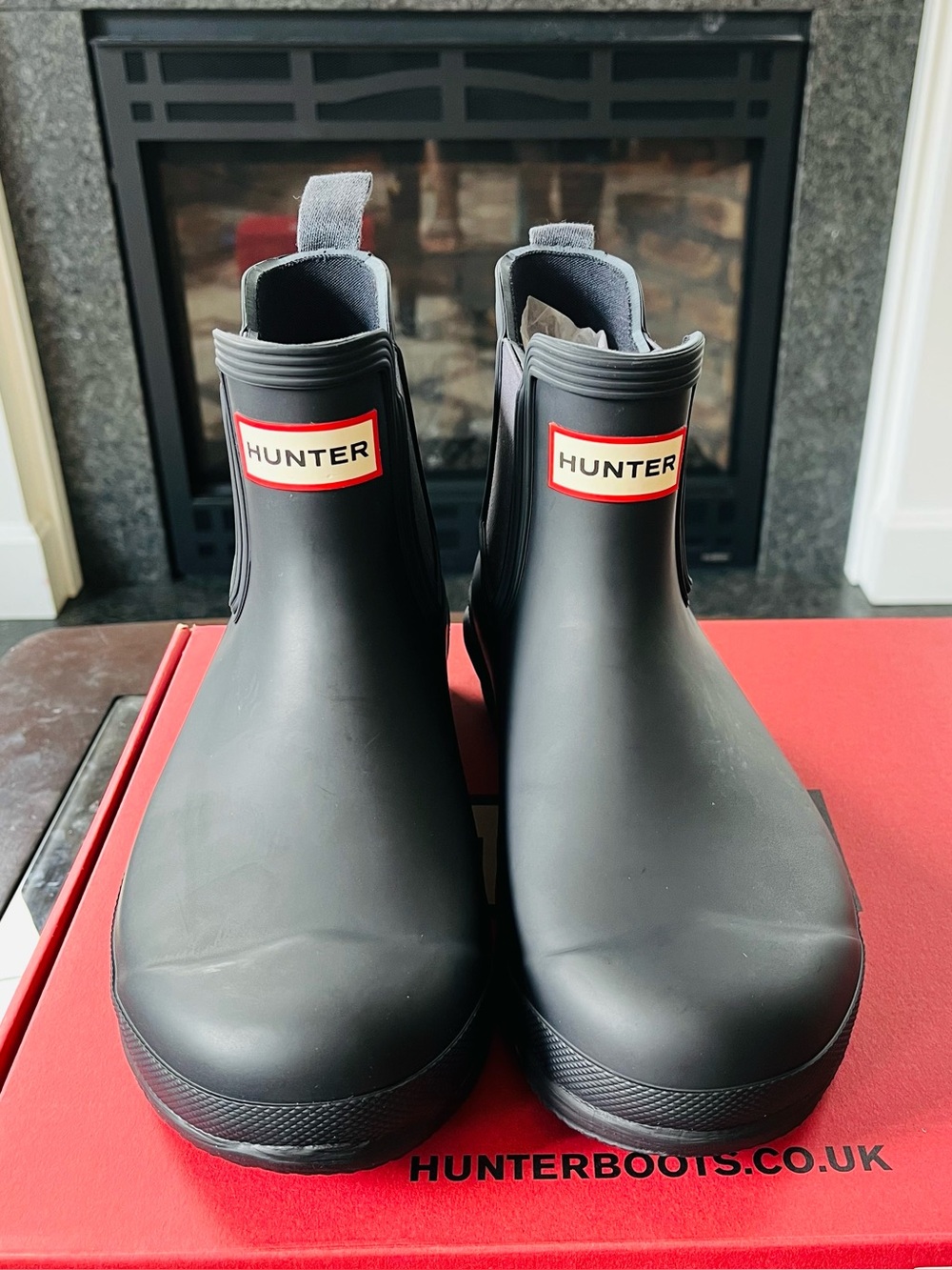Hunter Original Chelsea Boots Rubber Slip-On Navy WFS2078RMA Women's Size 7 NIB - Picture 2 of 7